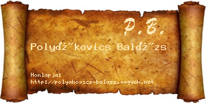 Polyákovics Balázs névjegykártya